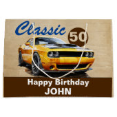 Grand Sac Cadeau Anniversaire, voiture musculaire classique (Devant)