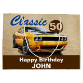Grand Sac Cadeau Anniversaire, voiture musculaire classique (Dos)