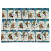 Grand Sac Cadeau Antique Anges d'hiver dans Collage de neige (Devant)