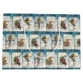 Grand Sac Cadeau Antique Anges d'hiver dans Collage de neige (Dos)