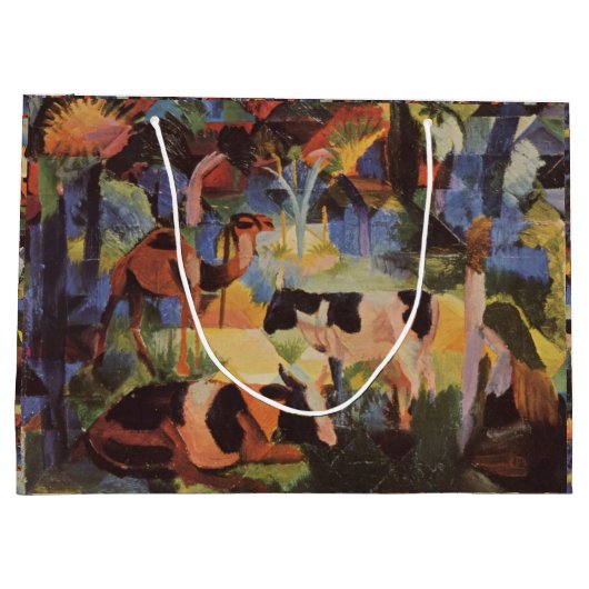 Grand Sac Cadeau Août Macke Paysage avec vaches et chameau (Dos)
