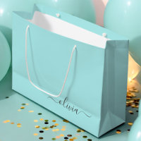 Aqua Bleu Sarcelle Moderne Écriture Féminine Monog
