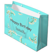 Grand Sac Cadeau Aqua Blue Anniversaire (Devant Angle)