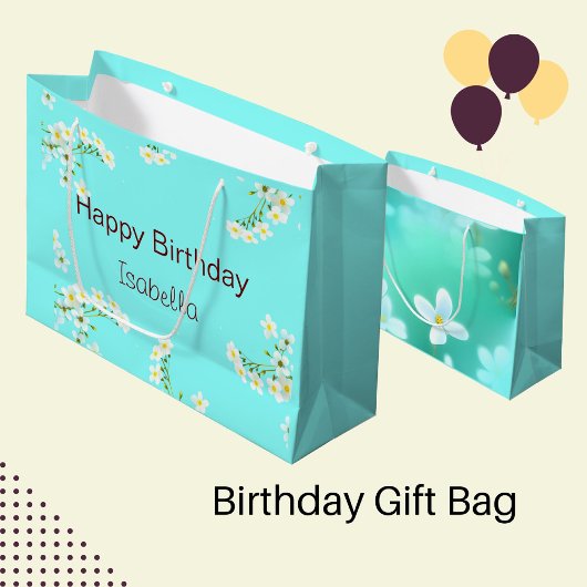 Grand Sac Cadeau Aqua Blue Anniversaire