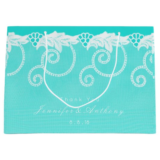 Grand Sac Cadeau Aqua Blue Ocean Royal Lace (Devant)