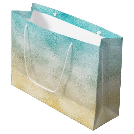 Grand Sac Cadeau Aqua et Gold Ombre Foil (Devant Angle)