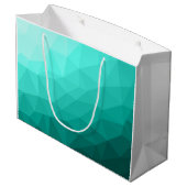 Grand Sac Cadeau Aqua Turquoise Gradient Monogramme de maillage géo (Dos Angle)