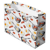 Grand Sac Cadeau Aquarelle Bacon & Oeufs Petit déjeuner Motif alime (Dos Angle)