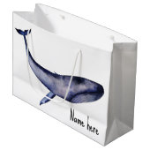 Grand Sac Cadeau Aquarelle Baleine bleue (Devant Angle)