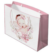 Grand Sac Cadeau Aquarelle bébé fille (Dos Angle)