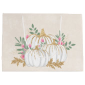 Grand Sac Cadeau Aquarelle blanche et Citrouille or (Dos)