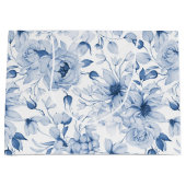 Grand Sac Cadeau Aquarelle Bleu et Blancs (Devant)