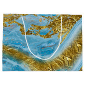 Grand Sac Cadeau Aquarelle bleue Marbre et or Foil (Dos)