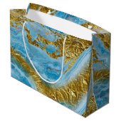 Grand Sac Cadeau Aquarelle bleue Marbre et or Foil (Dos Angle)
