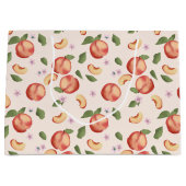 Grand Sac Cadeau Aquarelle botanique Pêches et fleurs (Devant)