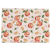 Grand Sac Cadeau Aquarelle botanique Pêches et fleurs (Dos)