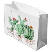 Grand Sac Cadeau aquarelle, cactus (Dos Angle)