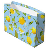 Grand Sac Cadeau Aquarelle Citron et Feuilles 3 (Dos Angle)