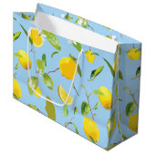 Grand Sac Cadeau Aquarelle Citron et Feuilles 3 (Devant Angle)