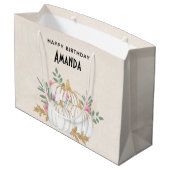 Grand Sac Cadeau Aquarelle Citrouille blanche et or Anniversaire (Dos Angle)