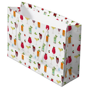 Grand Sac Cadeau Aquarelle Cocktails & Boissons de fête