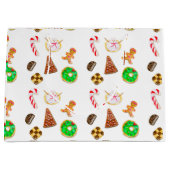 Grand Sac Cadeau Aquarelle Cookies de Noël (Devant)