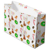 Grand Sac Cadeau Aquarelle Cookies de Noël (Devant Angle)