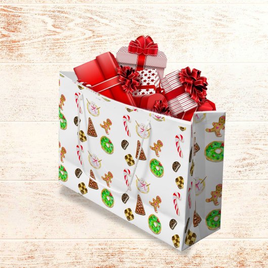 Grand Sac Cadeau Aquarelle Cookies de Noël