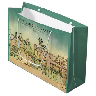 Grand Sac Cadeau Aquarelle de Bassano del Grappa Italie