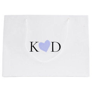 Grand Sac Cadeau Aquarelle de coeur violet pastel nom lettre du cou