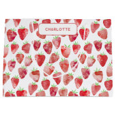 Grand Sac Cadeau Aquarelle de fraise personnalisée (Devant)