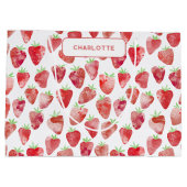 Grand Sac Cadeau Aquarelle de fraise personnalisée (Dos)