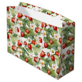 Grand Sac Cadeau Aquarelle de fraises mûres (Dos Angle)