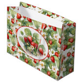 Grand Sac Cadeau Aquarelle de fraises mûres (Devant Angle)