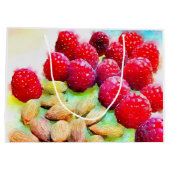 Grand Sac Cadeau Aquarelle de framboises et d'amandes (Dos)