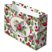Grand Sac Cadeau Aquarelle de framboises mignonnes (Devant Angle)