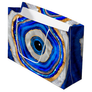 Grand Sac Cadeau Aquarelle de l'oeil malin et or