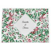 Grand Sac Cadeau Aquarelle de Noël Rustique Mistletoe (Devant)
