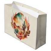Grand Sac Cadeau Aquarelle Désert Cactus et Montagnes (Dos Angle)