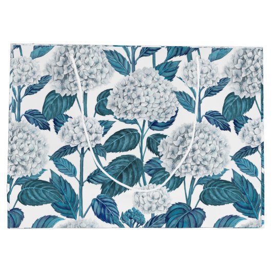 Grand Sac Cadeau Aquarelle d'hydrangée blanche (Dos)