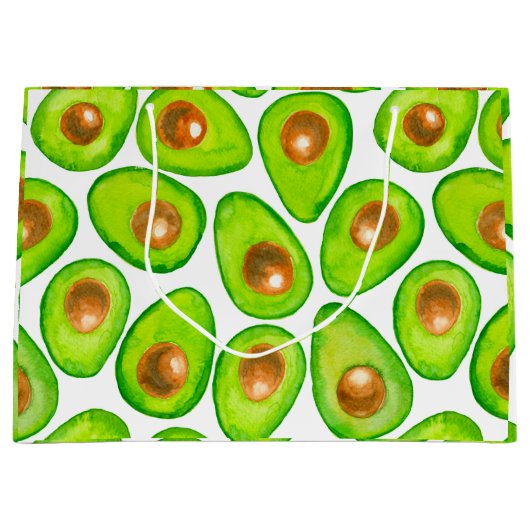 Grand Sac Cadeau Aquarelle en tranches d'Avocado (Devant)