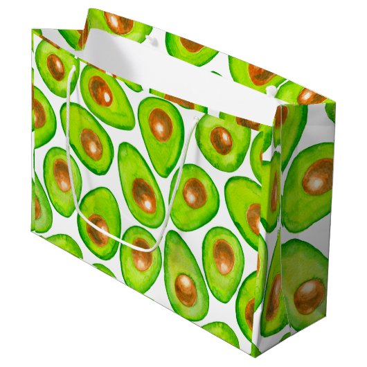 Grand Sac Cadeau Aquarelle en tranches d'Avocado (Devant Angle)