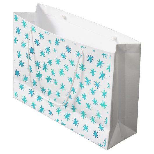 Grand Sac Cadeau Aquarelle étoile - turquoise (Devant Angle)