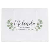 Grand Sac Cadeau Aquarelle Eucalyptus Nom de la servante personnali (Devant)