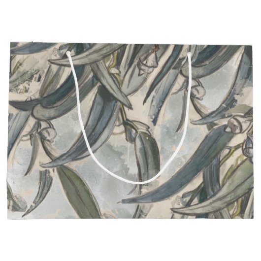 Grand Sac Cadeau Aquarelle Eucalyptus Verdure Feuille (Dos)