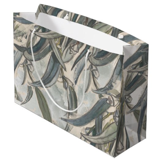 Grand Sac Cadeau Aquarelle Eucalyptus Verdure Feuille (Dos Angle)