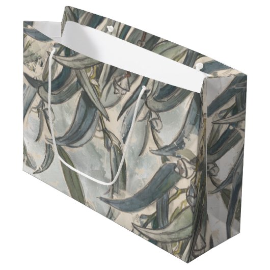 Grand Sac Cadeau Aquarelle Eucalyptus Verdure Feuille (Devant Angle)