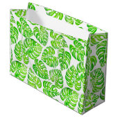 Grand Sac Cadeau Aquarelle feuille Monstera (Devant Angle)