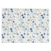 Grand Sac Cadeau Aquarelle Fleur sauvage bleu (Dos)