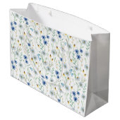 Grand Sac Cadeau Aquarelle Fleur sauvage bleu (Dos Angle)